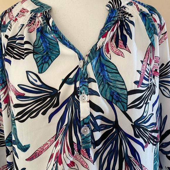 Draper and Damon’s Hawaiian Print Blouse Pink Green Palm Print Golden Girls NEW - Picture 11 of 11